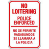 Bilingual "Police Enforced" Sign, Red Reflective, 12 X 18"