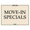 Coroplast Move In Specials Amenity Sign, Black And Ivory, 24 X 18
