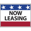Coroplast Now Leasing Yard Sign, Patriotic Stripe, 24 X 18