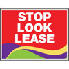 Coroplast Stop Look Lease Reflective Amenity Sign, Swirls, 24 X 18