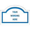 Custom Layered Color Sign With Arched Top, White/Blue, 17 X 11
