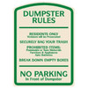 Dumpster Rules Designer Sign, Green On Ivory, Non-Reflective, 16 X 22