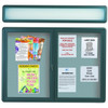 Enclosed Double Door Radius Design Bulletin Board, Wall Mount, Green, 47 X 34"