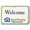Equal Housing Desk Sign, Blue/Ivory, 9 X 6