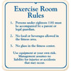 Exercise Room Rules Sign, Ivory, 12-1/4 X 12-3/4