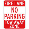 Fire Lane No Parking Sign, Reflective, 12 X 18