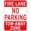 Fire Lane Tow-Away Zone Sign, Reflective, 18 X 24