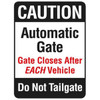 Gate Closes After Each Vehicle Sign, Reflective, 18 X 24
