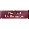 No Food Or Beverages Interior Sign, Burgundy, 9 X 3