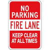 No Parking Fire Lane Keep Clear Sign, Reflective, 12 X 18