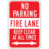 No Parking/Fire Lane/Keep Clear Sign With Arrows, Reflective, 12 X 18