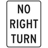 No Right Turn Sign, Reflective, 18 X 24 In