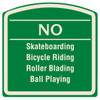 No Skateboarding Sign, Ivory On Green, Non-Reflective, 16 X 16