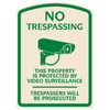 No Trespassing Designer Sign, Green On Ivory, Non-Reflective, 16 X 22