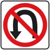 No U-Turn Symbol Sign, Non-Reflective, 24 X 24