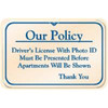 Our Policy Desk Sign, Ivory, 9 X 6