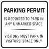 Parking Permit Required Unmarked Space Sign Square, Reflective, 18 X 18