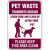Pet Waste Please Keep Area Clean Sign Burgundy, Non-Reflective, 12 X 18