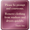 Please Be Prompt Interior Sign, Burgundy, 9 X 9-1/2