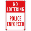 Police Enforced Sign, Red Reflective, 12 X 18