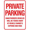 Private Parking Sign, Red Reflective, 18 X 24