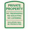 Private Property Designer Sign, Green On Ivory, Non-Reflective, 16 X 22