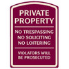 Private Property Designer Sign, Ivory On Burgundy, Non-Reflective, 16 X 22