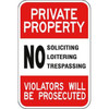 Private Property/No Soliciting Sign, Non-Reflective, 18 X 24
