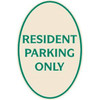 Resident Parking Oval Designer Sign, Green On Ivory, 12 X 18