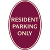 Resident Parking Oval Designer Sign, Ivory On Burgundy, 12 X 18