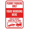 Semi-Custom Permit Parking Only Sign, Red Non-Reflective, 12 X 18
