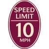 Speed Limit 10 Mph Oval Designer Sign, Ivory On Burgundy, 12 X 18