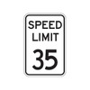 Speed Limit 35 Sign, Reflective, 12 X 18