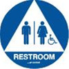 Unisex Restroom With Symbol Braille Sign California Code, Blue, 12" Diameter
