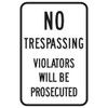 Violators Prosecuted Sign, Black Reflective, 12 X 18
