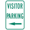 Visitor Parking Sign With Left Arrow, Reflective, 12 X 18