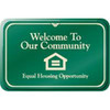 Welcome To Our Community Interior Sign, Green, 9 X 6