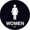 Women Restroom Interior Braille Sign, California Code, Black, 11" X 9-3/4"