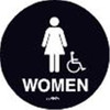 Women/Symbol Restroom Braille Sign, California Code, Black, 11" X 9-3/4"