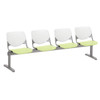 Kfi Seating Kool 4-Seat Reception Bench, White Backs, Lime Green Seats
