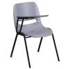 Flash Furniture Gray Ergonomic Shell Chair With Right Handed Flip-Up Tablet Arm