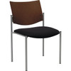 Kfi Side Guest Chair With Chocolate Wood Back, Black Fabric Seat, Silver Frame