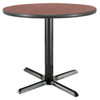 Kfi 36" Round Pedestal Table Mahogany High Pressure Laminate Top, Cast Iron Bas