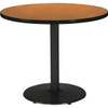 Kfi 42" Round Pedestal Table With Medium Oak Top, Round Black Base