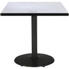 Kfi 36" Square Pedestal Table With Grey Nebula Top, Round Black Base