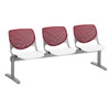 Kfi Seating Kool 3-Seat Reception Bench, Burgundy Backs, White Seats