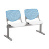 Kfi Seating Kool 2-Seat Reception Bench, Sky Blue Backs, White Seats