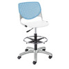 Kfi Seating Kool Drafting Stool, Sky Blue Back, White Seat