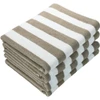 California Cabana Stripe Pool Towel, 30x70'' 15 Lbs/Dz, White/Beige, Case Of 24