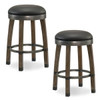 Leick Home Wood Cask Stave Counter Stool,faux Leather, Graystone,package Of 2